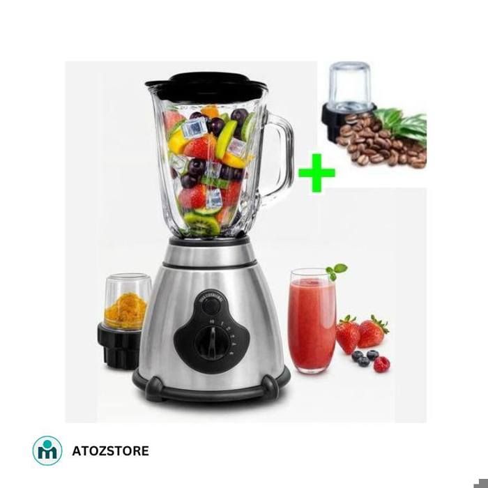 Mixeur Blender Haute Performance – 5 Vitesses + Fonction Pulse – Bol en Verre 1.5L – Inclus Moulin à Épices