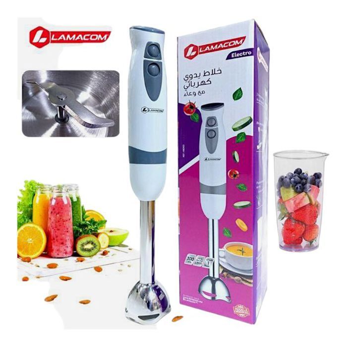 LAMACOM Mixeur Plongeant Inox 300 W – 2 Vitesses avec Bol 600 ml