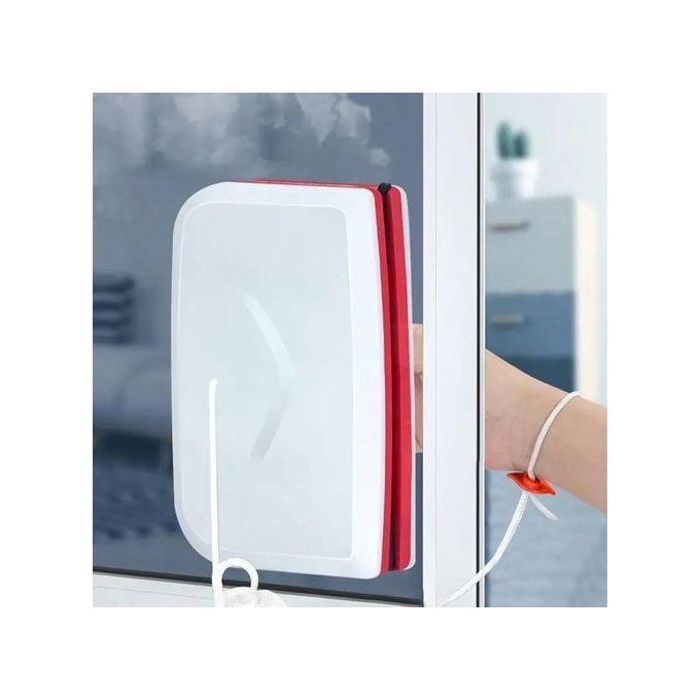 Nettoyeur magnétique pour vitres rectangulaires, à double face et avec poignée ergonomique