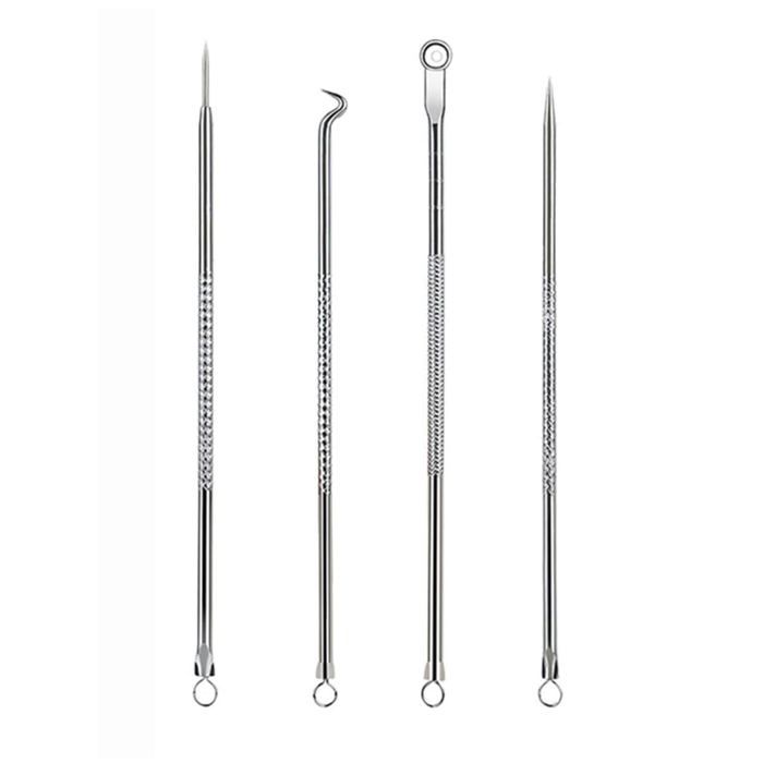 4 Pcs Pince Extracteur Point Noir Acné en Acier Inoxydable