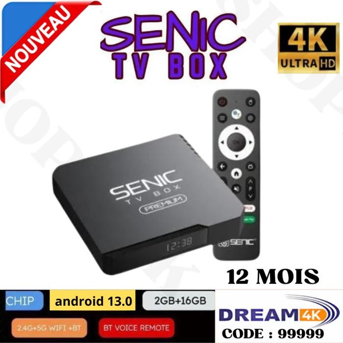 Senic SC-300+ Smart TV BOX Android 14 - Dual Wifi 5Ghz 2Go+16Go 4K Ultra TV HD