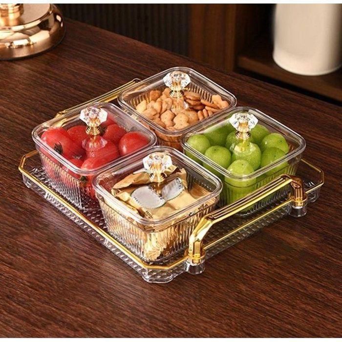 Set de 4 bols avec plateau, parfait pour servir huile, beurre, amlou et miel.