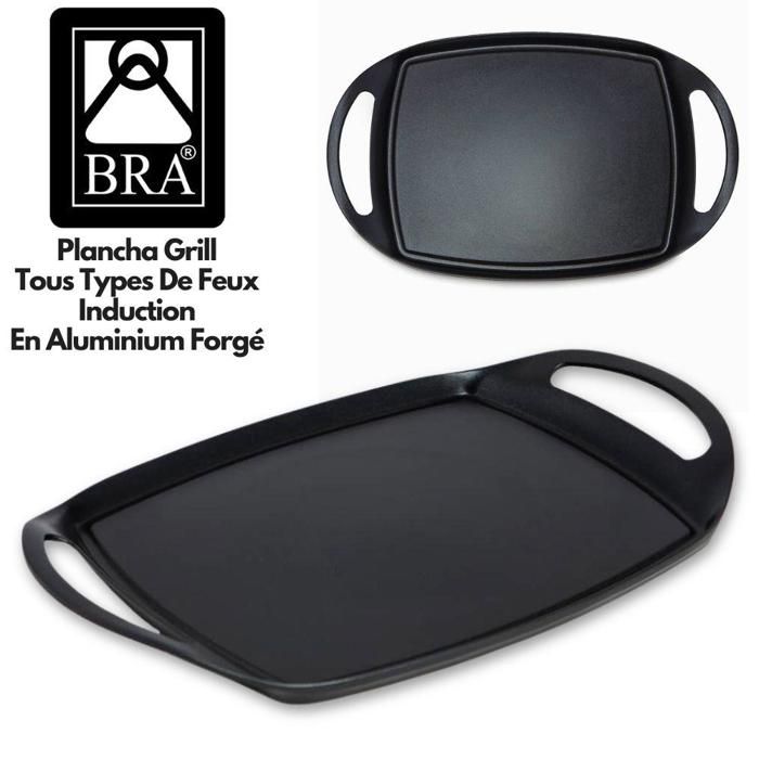 Bra A711536 Plancha Grill Lisse Grande Surface De Cuisson 36 cm Plateau CuissonTypes De Feux INDUTION Matériau En Aluminium Forgé