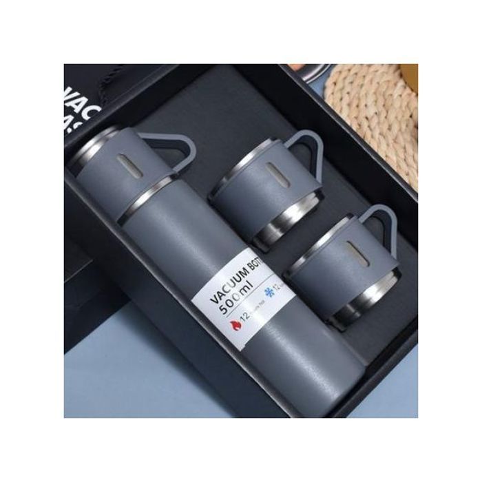 Bouteille isotherme en acier inoxydable avec 3 tasses