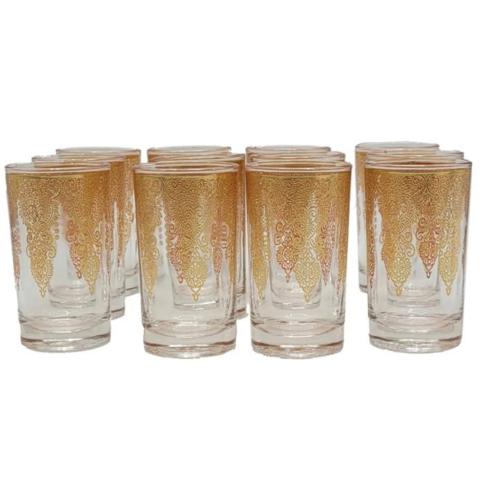 Coffret 12 verres à thé 307 PM décoré transparent/doré