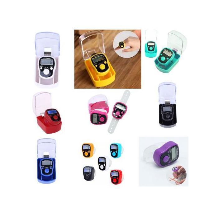Compteur de Tasbih électronique avec boîte transparente, réinitialisable et adapté aux doigts ou à la main (Couleur aléatoire).