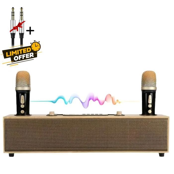 Barre de Son XM521K – Home Cinéma en Bois avec Karaoké + Câble AUX Offert
