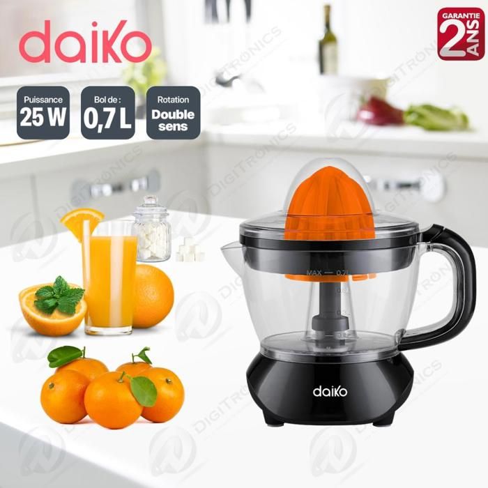 Daiko - Presse-Agrumes Électrique 0,7 L –  25 W - Plastique Incassable – Double Rotation