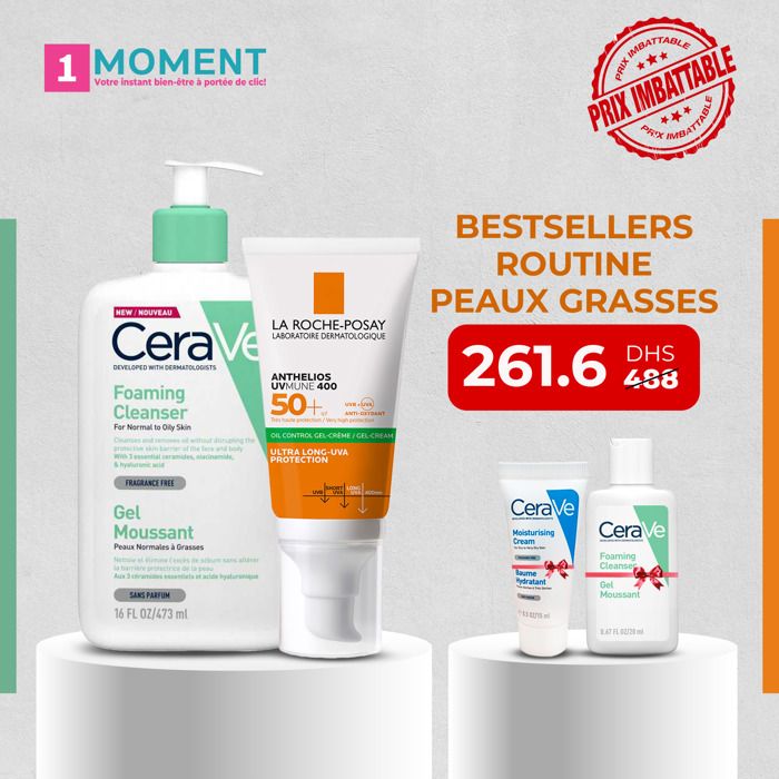 La Roche-Posay + CeraVe | Pack Anti-Brillance & Purifiant – Peaux Mixtes à Grasses (50ml + 473ml)