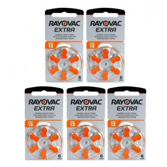 Rayovac PILES AUDITIVES 13 POUR 30 PILES Lot de 5 plaquettes de 6 piles auditives