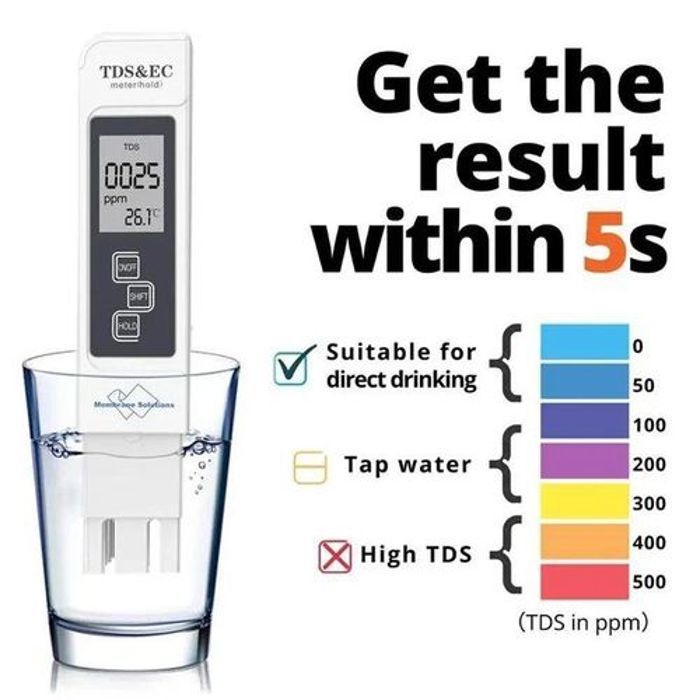 Testeur de Qualité de l'eau, Testeur PH Mètre, TDS&EC Mètre Température +3Piles gratuite