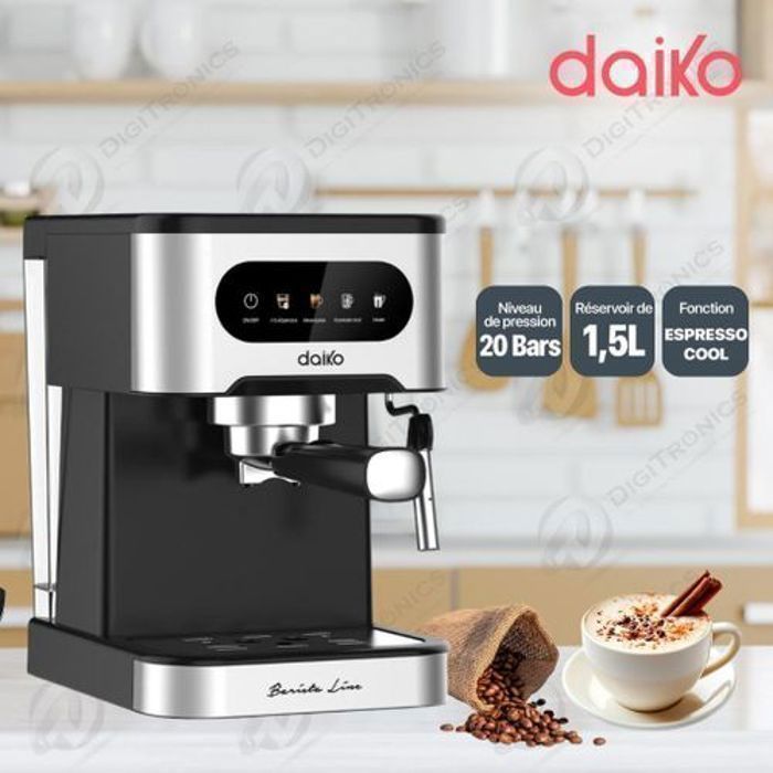 Daiko Machine à Café Barista Max 20 Bars Fonction Espresso Cool 1.5L