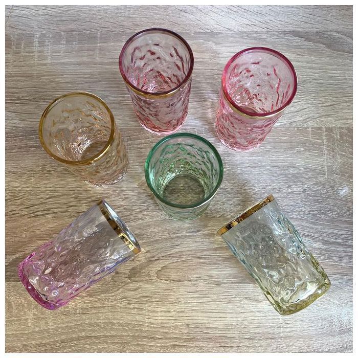 Verres à thé - Non spécifié - Set de 12 - Cristallin - Multicolore - Motif doré