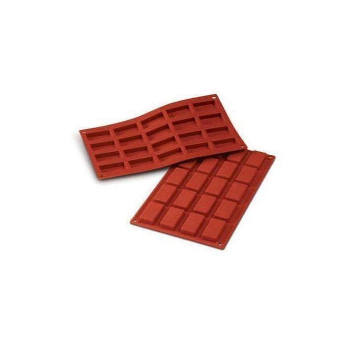 Moule à gâteaux en Silicone - Rouge - 20 Mini-cubes - Antiadhésif - Flexible - Résistant à la chaleur