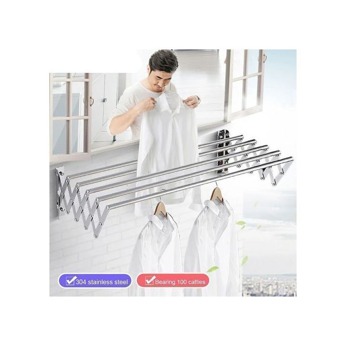 Étendoir à Linge Rétractable - Séchoir Linge Mural en Aluminium - Sèche Linge Pliable