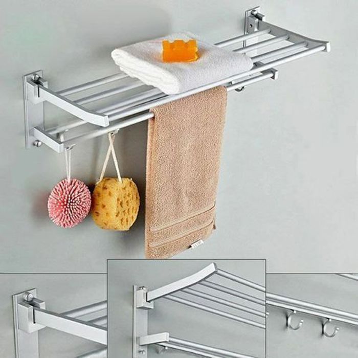 Étagère Aluminium Rangement Mural Astucieux pour Salle de bain