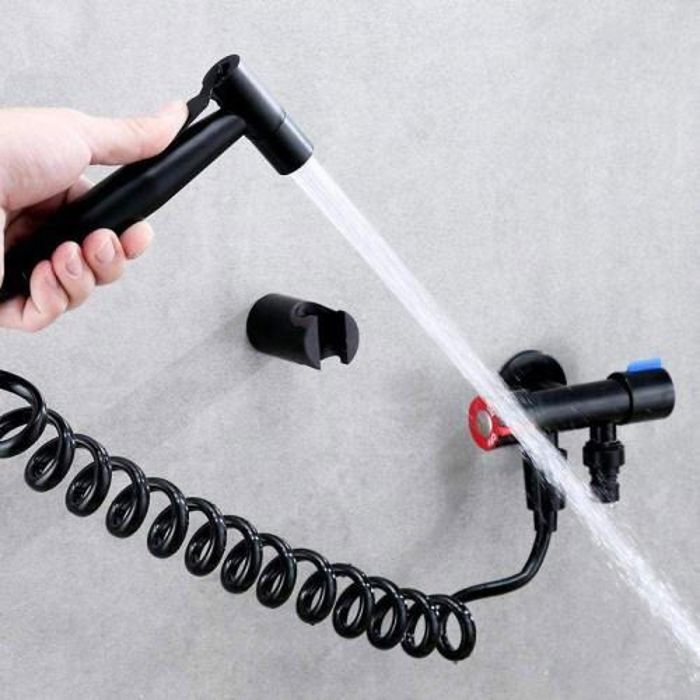 Douchette pulvérisateur de Bidet - Voyage - Portable - Acier inoxydable 304 - Noir - Mélangeur
