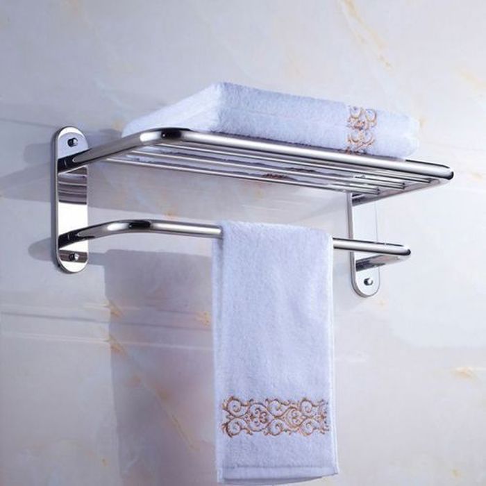Porte Serviette Mural en Acier Inox Grille chrome de salle de bains