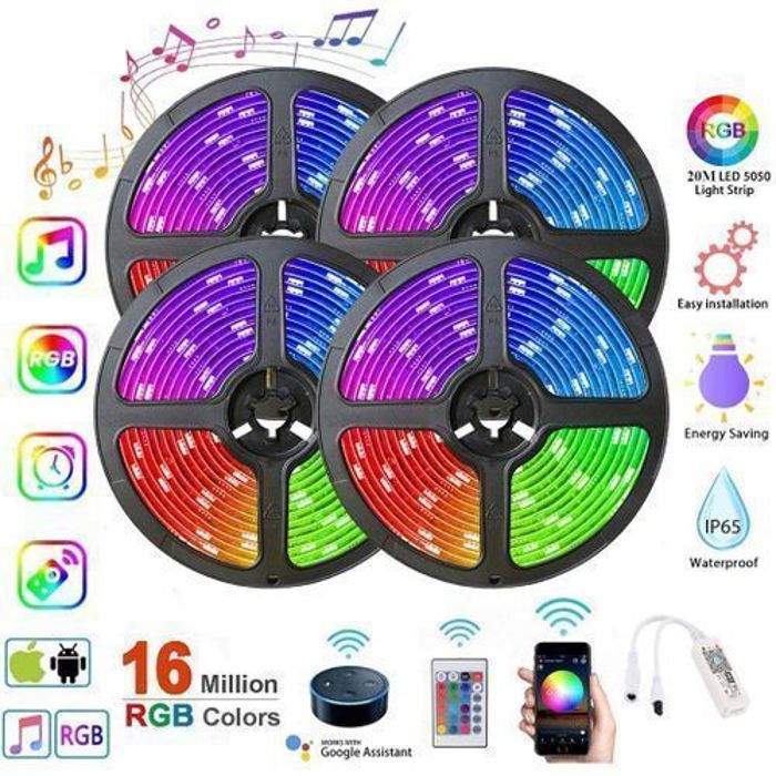 Led Ruban LED WiFi 5m 5050 RGB 600 LEDs 16 Millions de Couleurs Étanche avec Télécommande