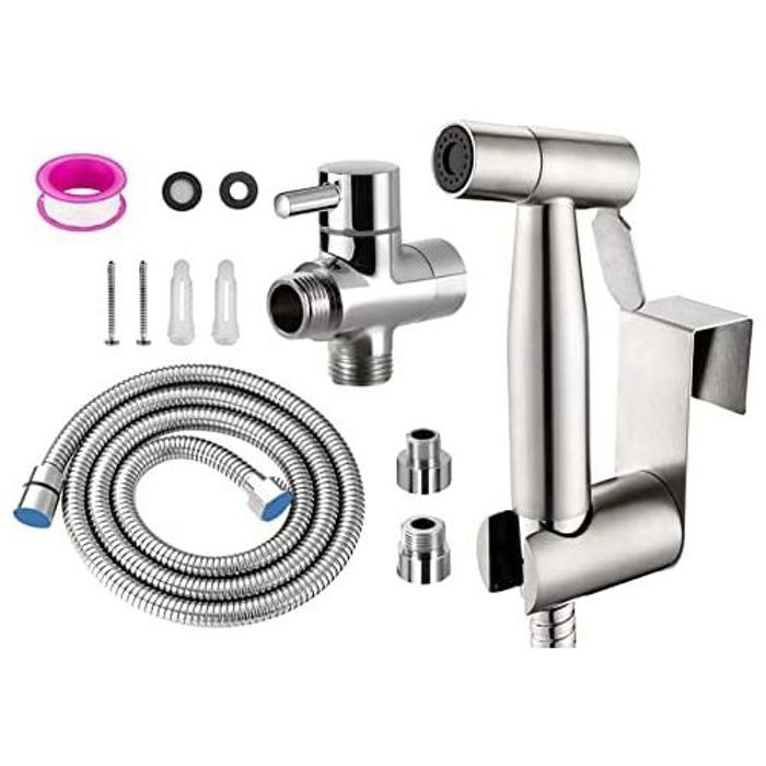 Douchette Bidet - GENERIC - Kit Complet - Acier Inoxydable - Argent - 20,83 x 16,51 x 6,5 cm