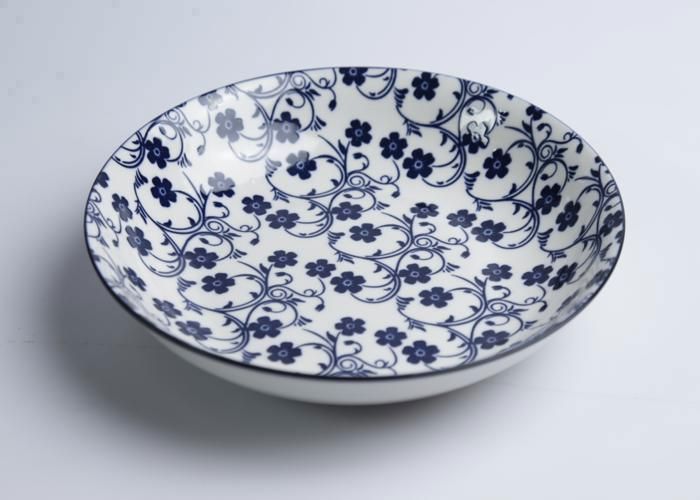 Assiette Creuse - MARQUE Inconnue - 20.3 cm - Porcelaine - Bleu - Compatible lave-vaisselle