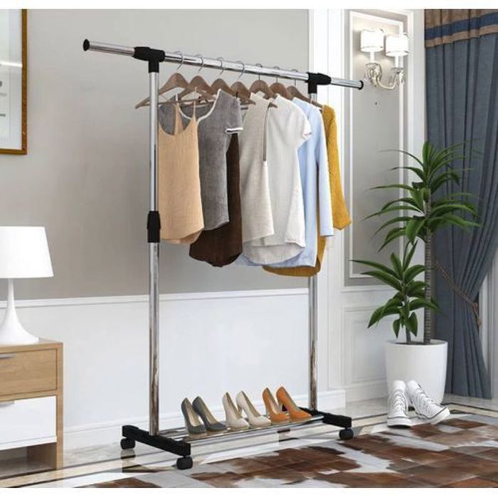 Porte-manteau mobile - Rangement des Boîtes - Gris - Robuste - Élégant - Mixte