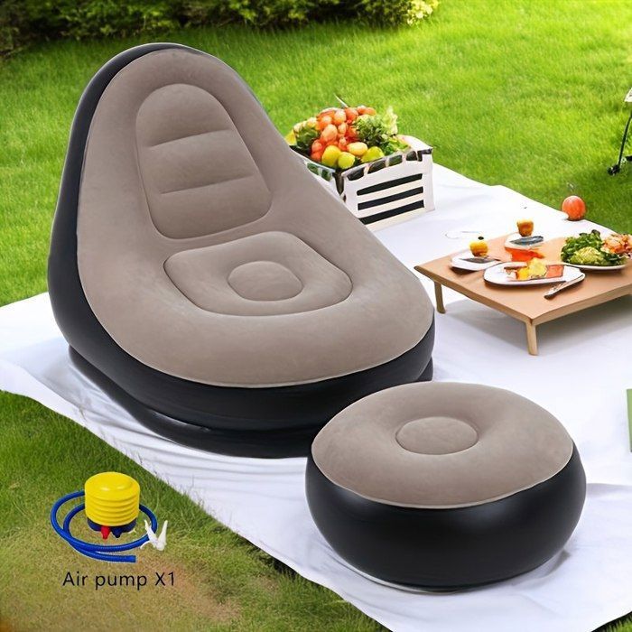 Canapé paresseux gonflable - Multicolore - 116x96x83 cm - Repose-pieds inclus - Charge max 100 kg