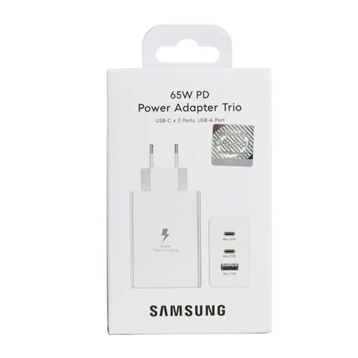Samsung Chargeur Secteur Ultra Rapide Trio 65W, 2X Ports USB Type C & 1x USB Type A