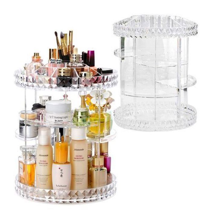 Boîte de rangement de cosmétiques rotative à 360°/ Organisateur de maquillage