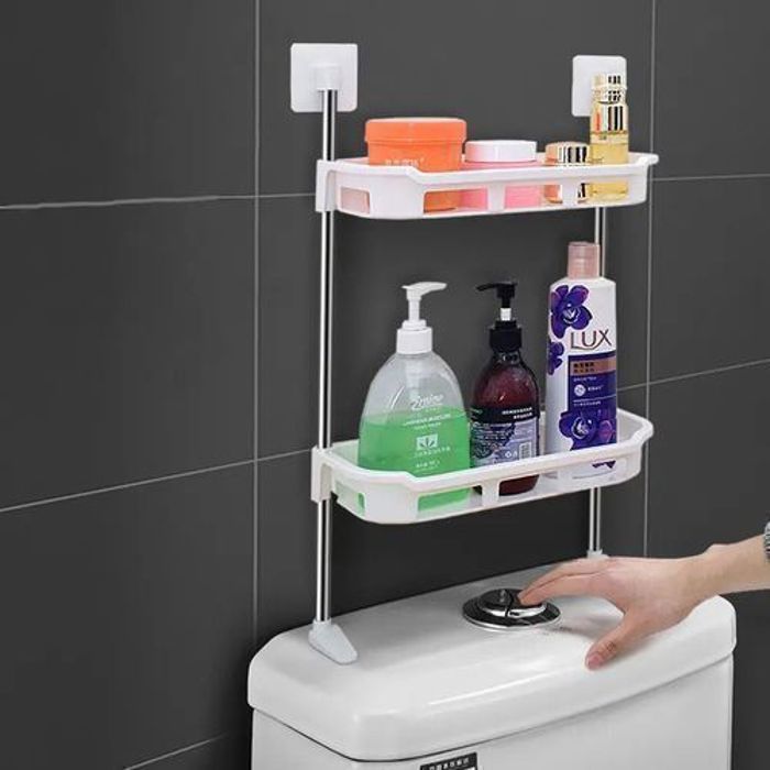 Étagère de toilette - GENERIC - T1 - Acier inoxydable - 2 niveaux - Blanc