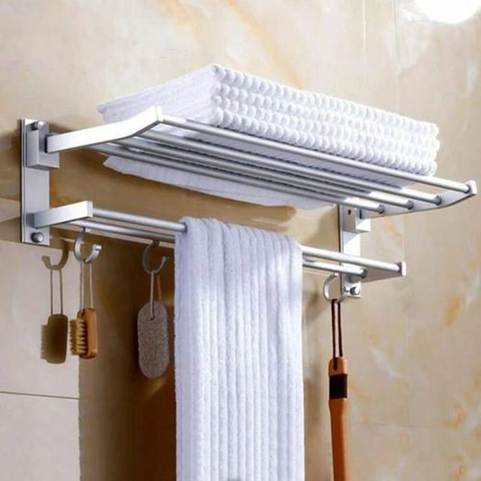 Porte-serviette Pliant Mobile Serviette De Bain Étagère En Acier Inoxydable