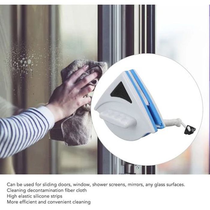Brosse à vitres - GENERIC - Double face - Nettoyage intérieur/extérieur - Aimant puissant - Corde de sécurité 2m