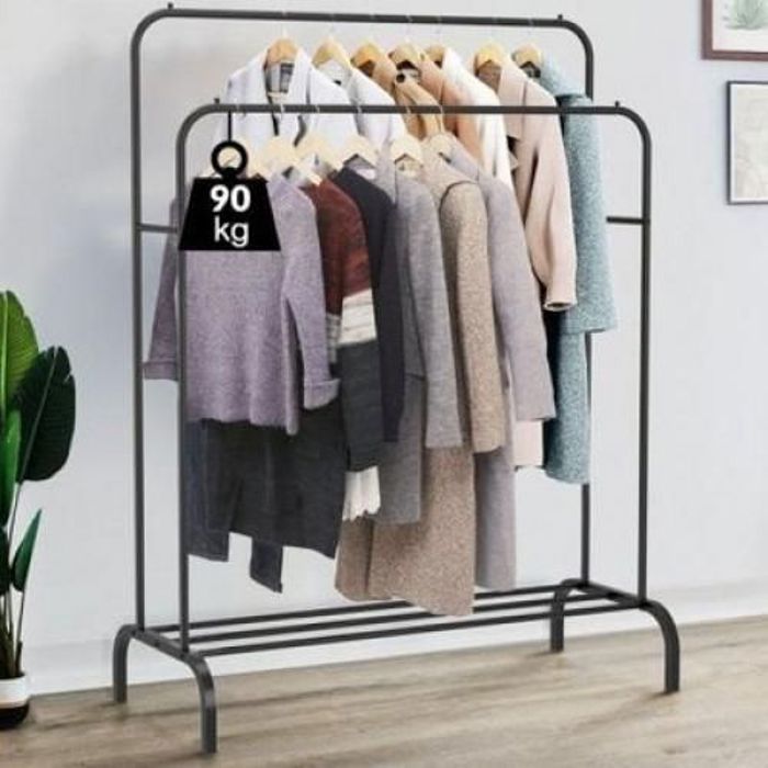 Portant à Vêtements - Non spécifié - Double Barres - Antidérapant - Étagère de Chaussure - Acier peint