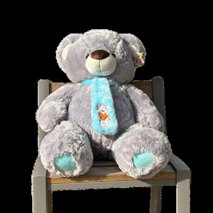 Ours en peluche - Maroc - 80 cm - Gris - Doux - Idéal pour câlins