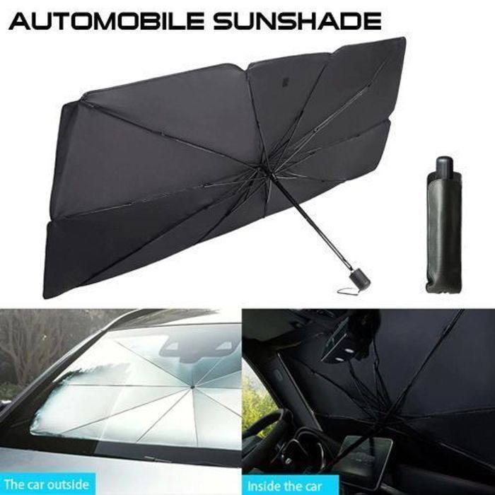 Couvre Pare-brise Parapluie pliable en titane, bloc de lumière, rayons UV et refroidissement intérieure de la voiture