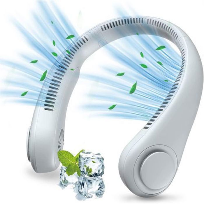 Mini ventilateur - Portable - Rechargeable - 3 vitesses - Design silencieux - À porter autour du cou