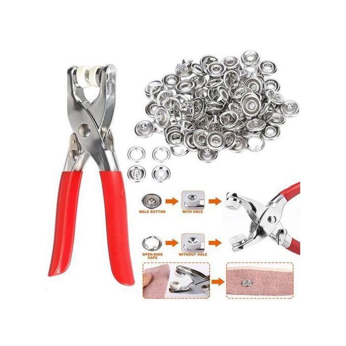Kit Bouton-Pression sans Couture avec Pince à Pression Métal, Idéal pour Bricolage, Couture et Vêtements de Bébé