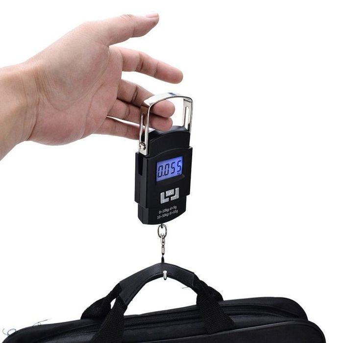 Balance portable suspendue, Écran LCD rétroéclairé pour bagages et pêche, capacité jusqu'à 50 kg