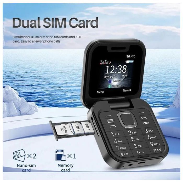 Mini téléphone portable pliable I16 Pro