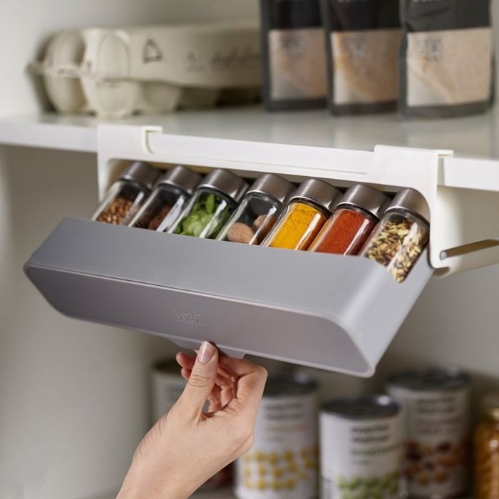 Étagère de rangement pour bouteilles d'assaisonnement cachées, Boîte de Rangement Murale pour Épices auto-adhésif de Cuisine