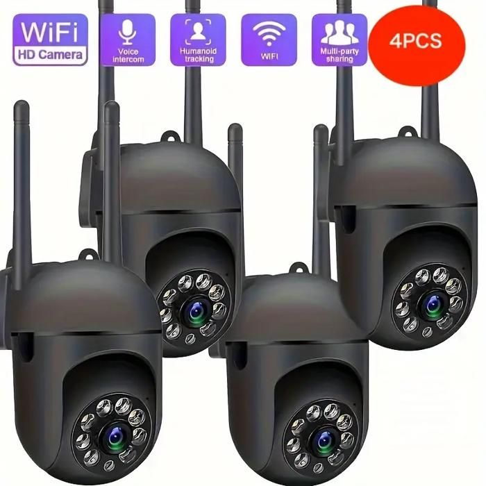 4-Pack Caméras de sécurité dôme 1080p HD WiFi - Caméra de surveillance intérieure avec vision nocturne couleur, panoramique 355° et