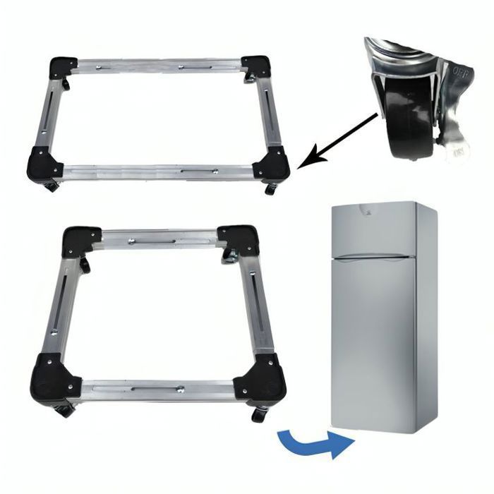 Support roulant réglable - MAX - 72x62 - Aluminium - 120 kg - 4 freins