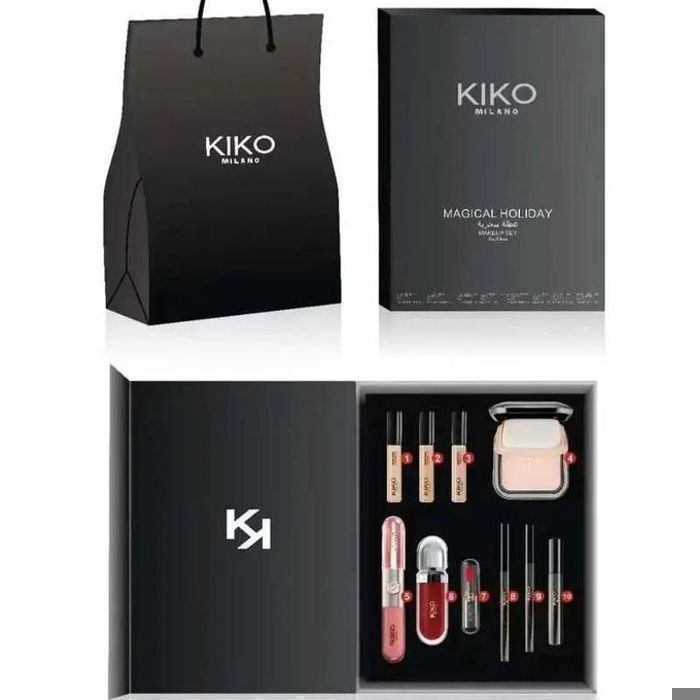KIKO MAKEUP SET Box kiko milano Kit De Maquillage : Rouge À Lèvres, Ombre À Paupières Et Crayon Yeux