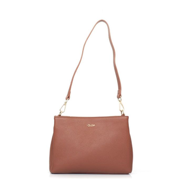 Sac Hobo - OLGA - Marron Tabac - Cuir - Porté épaule - Femme