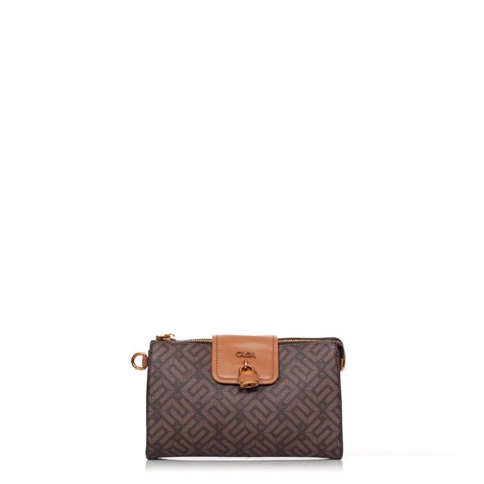 Sac - OLGA - Minaudière - Marron - Cuir - Fermeture rabat