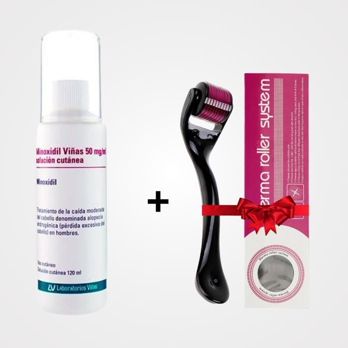 Traitement capillaire - Viñas - Minoxidil 5% - 120ml - Derma roller - Anti-chute cheveux