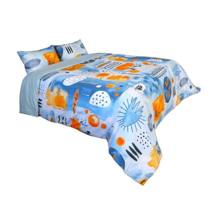 Housse de Couette - DWIRTY - Onde Aquatique - Doux - Antiallergique - 1 Place (160x220 cm)