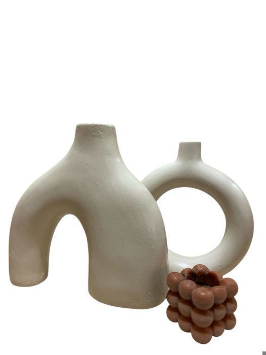 Ensemble de vases donuts - Céramique - Style nordique - Design minimaliste - Finition mate - Décoration unique