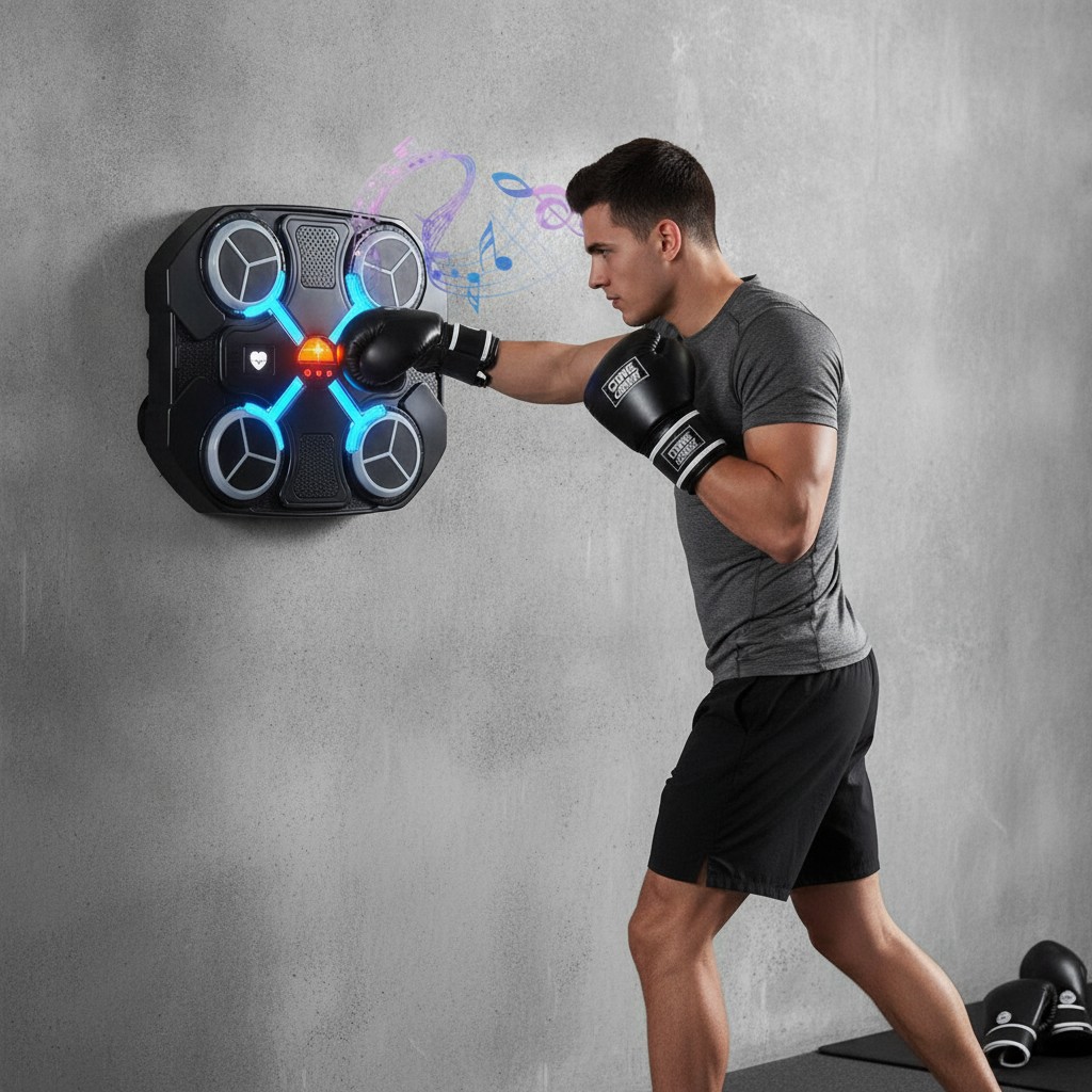 Machine de Boxe Murale Intelligente avec Bluetooth, Musique Électronique et Gants Inclus - Marjane Mall - Image 4