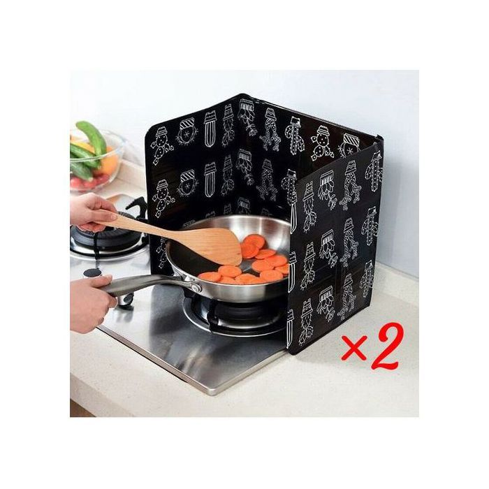 2× Plaque de cuisson Protection Huile pour Cuisine Cuisiniere, en Aluminium, Pliable
